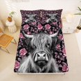 thumbnail image 5 of jejeloiu Pink Rose Cow Bed Sheets Kids,Western Print King Sheets,4 Pieces, 5 of 6