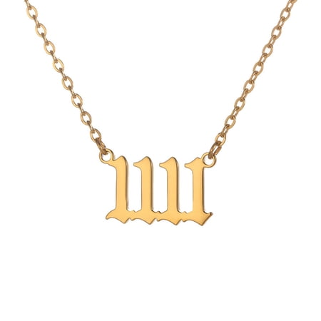 PAURO 11 11 Necklaces for Women Lucky Angel Number Pendant Gold Plated Stainless Steel Simple Personalized Statement Faith Adjustable Chain Meaningful Jewelry Gold