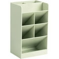 thumbnail image 3 of CoreLiving Office Desk Accessories Slanted Design Pen Holder Desk Organizer with 5 Compartments for Pencils and Markers Workspace Storage Countertop Organizer Green, 3 of 10