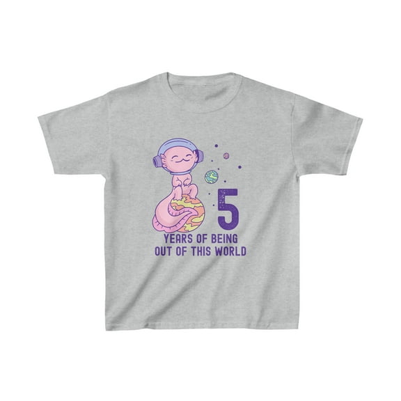 Axolotl Space 5th Birthday Kids T-Shirt