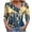Navy 1, variant on Vynhevius Women's Asymmetrical Button V Neck Blouse Printed Long Sleeve Casual Daily Wear Tunic Tops