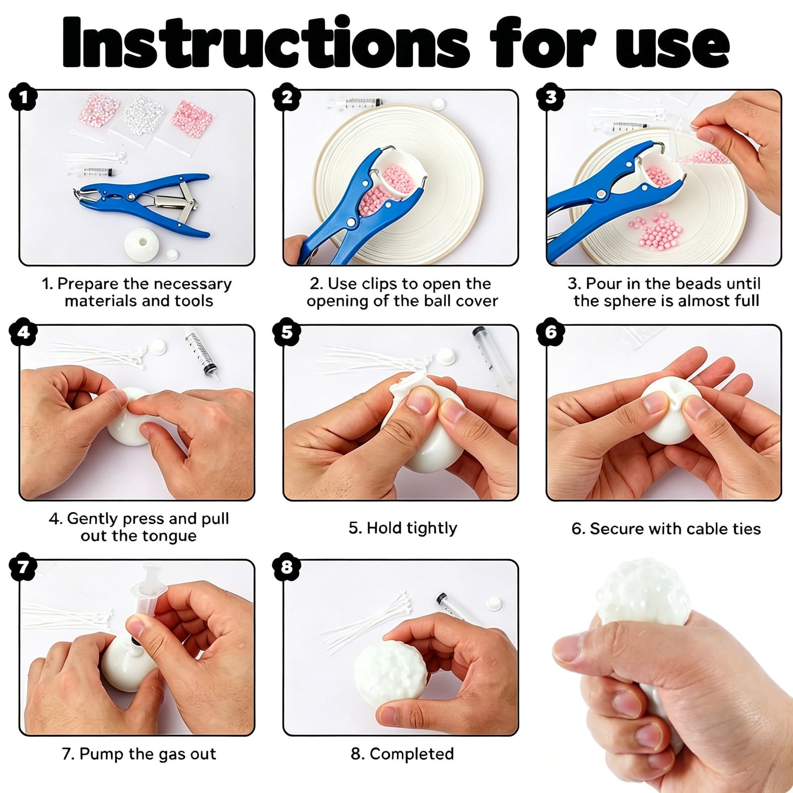DIY Stress Ball Making Kit, Clay Filling Material and Complete Set of Tools, Relieve Stress and Soothe Emotions with a Soft and Crisp Feel