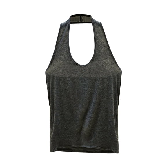 ctdiral Womens Backless Halter Top Scoop Neck Sleeveless Tank Tops Solid Color Lightweight Tunic Tops Summer Casual Comfy Tops Gray XL