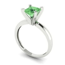 1ct princess cut green Zircon 18k white gold Bridal Wedding Engagement Promise Anniversary Ring for Women size 5