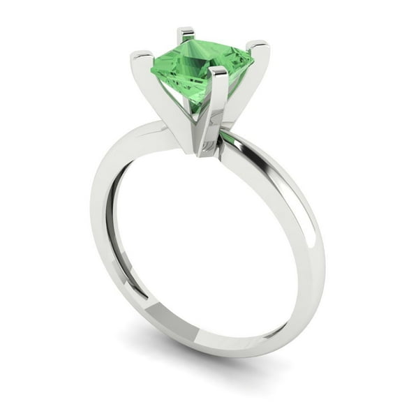1ct princess cut green Zircon 18k white gold Bridal Wedding Engagement Promise Anniversary Ring for Women size 5