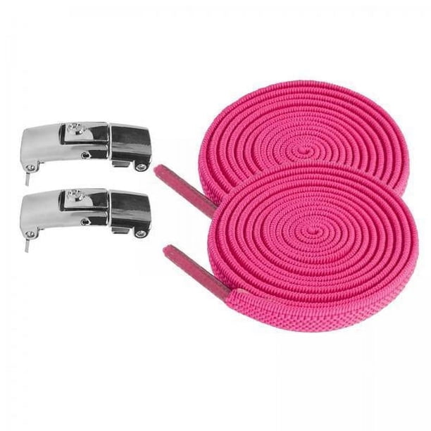 2 cordones elásticos sin cordones para zapatos, cordones planos rápidos para adultos, entrenador rosa rojo 2 piezas