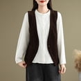 thumbnail image 4 of JGGSPWM Women's Corduroy V Neck Vest Casual Button Down Sleeveless Gilet Jacket with Pockets Coffee 2XL, 4 of 9
