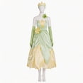 thumbnail image 2 of URSOFINE Princess Tiana Costume Women Green Flower Headband Gloves Halloween Fairy Dress Cosplay Outfits, 2 of 5