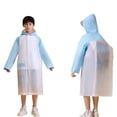 thumbnail image 2 of Kids' EVA Backpack Access Rain Poncho School Storm Commute Gear Extended Hood Shield Windproof Rainproof Cape Quick Dry Reusable 6-12 Years Light Blue 160, 2 of 6
