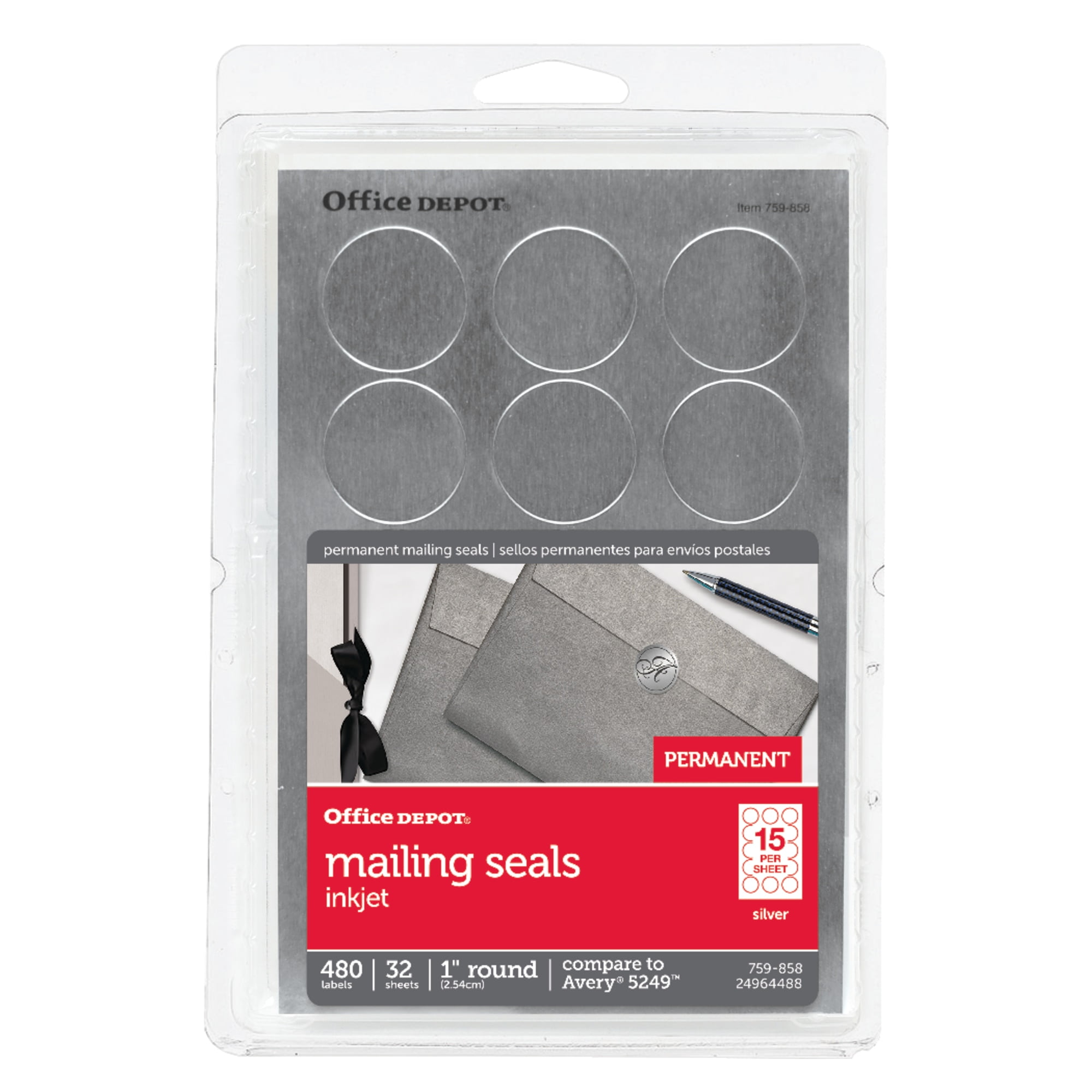 Office Depot PrintOrWrite Permanent Mailing Seals, 1in. Diameter