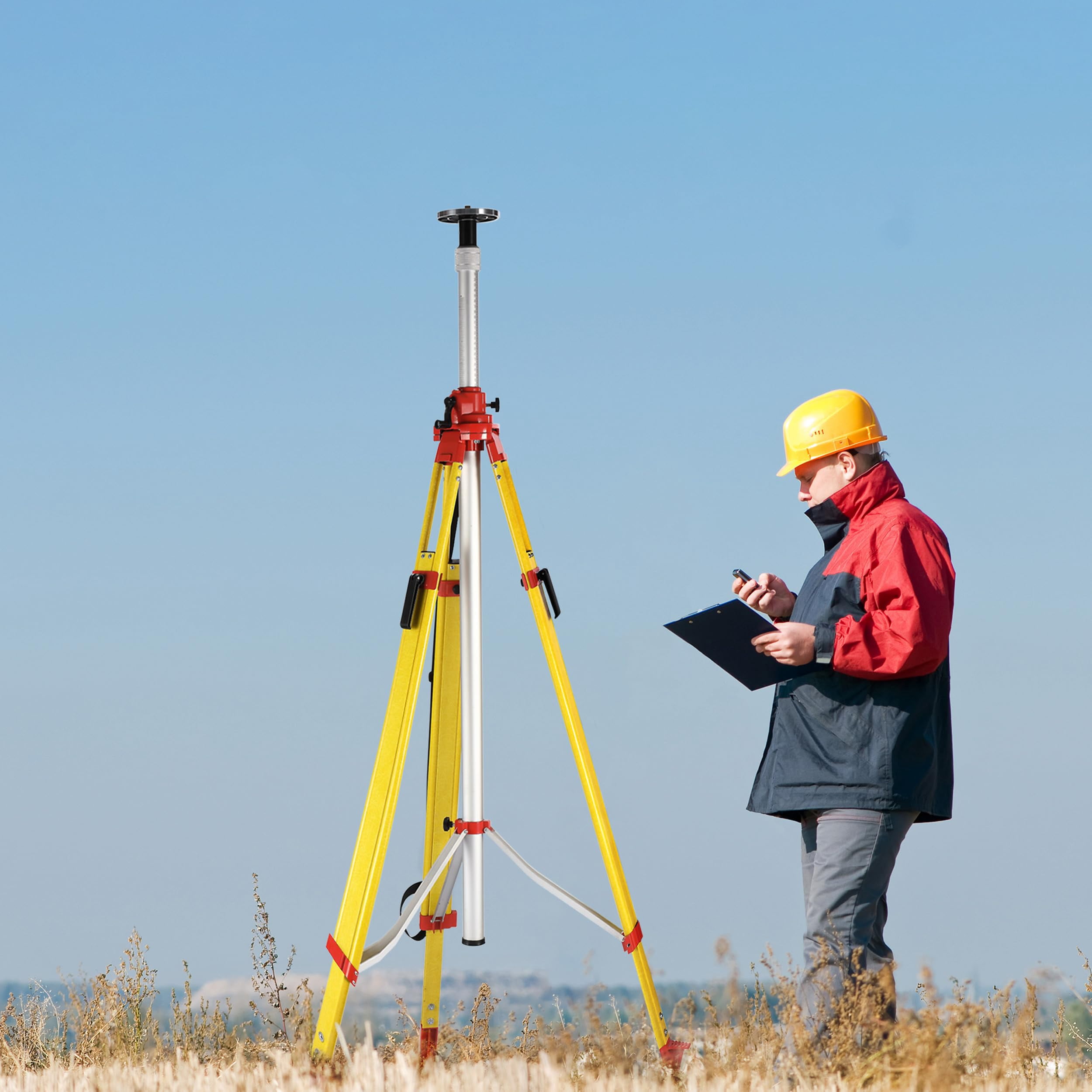 AdirPro Giant 157" Wood/Fiberglass Elevating Tripod, Heavy Duty Multifunctional Tripod for Rotary Lasers - Ideal for GPS and Robotic Surveying Instruments