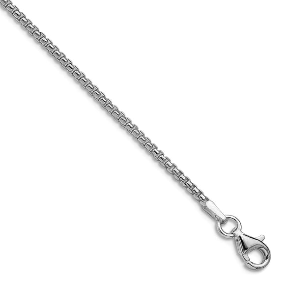 925 Sterling Silver Rhodium Plated 1.75mm Round Box Chain Necklace 30 Inch Chain Necklace for Women and Men