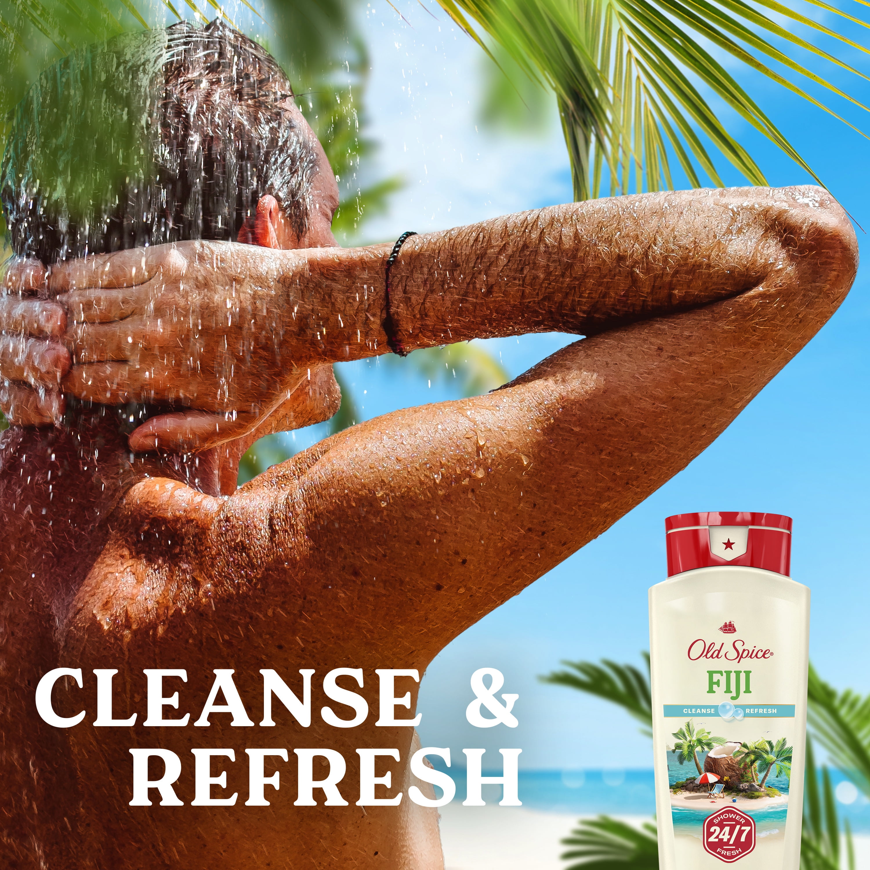 (3 pack) Old Spice Body Wash for Men Fiji with Palm Tree Scent, 18 fl oz