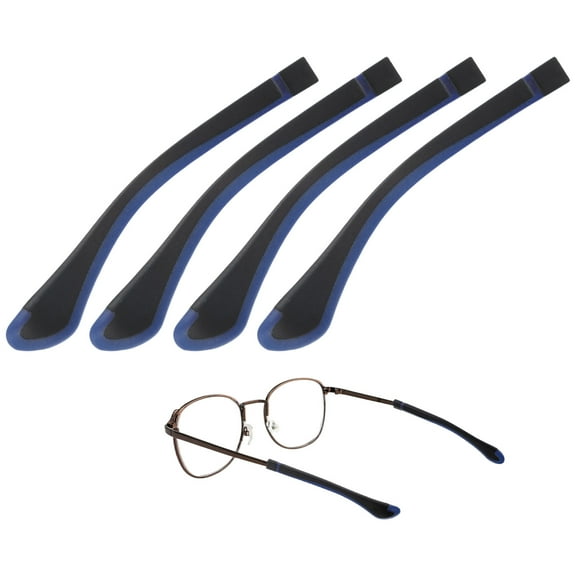 Uxcell Soft Glasses Ear Cushion [2 Pairs] - Silicone Eyeglasses Temple Tips Sleeve Anti-slip Grips - Dark Blue