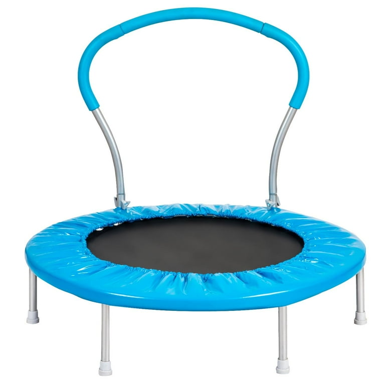 Small Trampoline for Kids Toddler 36 Mini Trampoline with Balance Handle Outdoor Indoor Rebounder Round Trampoline as Gift for Boy Girl Blue
