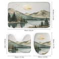 thumbnail image 3 of 4 Piece Bathroom Rug Set with Shower Curtain Bathroom Sets with Curtain Rug Toilet Cover And U Shaped Mat Lakehouse with Pine Trees And Mountains Durable And Nature Landscape, 3 of 8