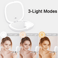 thumbnail image 3 of Compact LED Magnifying Travel Makeup-Mirror - 3.5 inches 1X/10X Magnification Small Hand Pocket Dimmable Double Sided USB Rechargeable Touch Screen, Portable Tabletop Cosmetic (White), 3 of 8