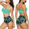thumbnail image 4 of KISSMODA High Waisted Bikini Swimsuits for Women Two Piece Bathing Suit Beach Floral Swimwear Green MintL, 4 of 5