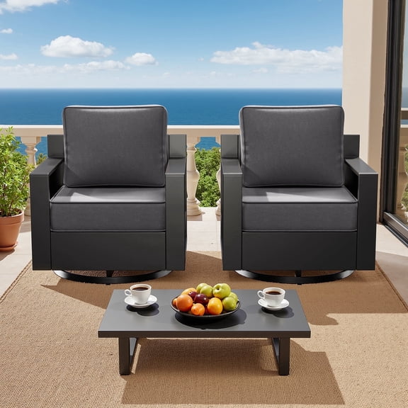 Meetleisure Outdoor Rust-Proof Aluminum Frame Rocking Chairs, Suitable for both Indoor and Outdoor，Set of 2, Grey