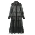 thumbnail image 2 of Robe en Maille Transparente pour Femmes à Manches Longues à Pois avec Col à Revers Tenue de Boîte de Nuit Robe de Plage, 2 of 3