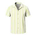 thumbnail image 6 of Mens Vertical Striped Button Down Shirts Cuban Guayabera Camp Collar Short Sleeve Casual Tops, Vintage Old Money Style Summer Soft Lightweight Cardigan Shirt for Resort & Beach Vacation, 6 of 7