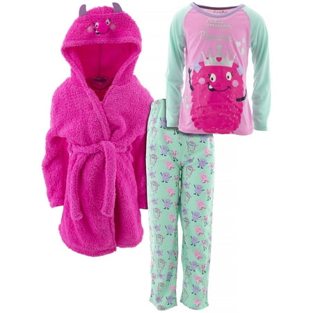 Girl's 3 Piece Pajama Sleep Set with Plush Robe (Little Girl & Big Girl)