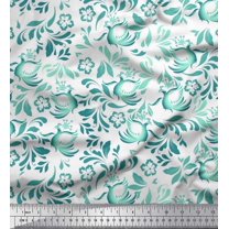 Soimoi Poly Georgette Fabric Leaves,Bird & Floral Artistic Print Fabric by The Yard 42 Inch Wide