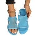 thumbnail image 5 of CIENVNSTG Womens Open Toe Flat Sandals Slingback Elastic Back Strap Breathable Mesh Hollow Out Design for Summer Beach Travel Casual Walking Wear Sky Blue 38, 5 of 6