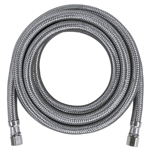 Certified Appliance Accessories Braided Stainless Steel PVC Ice Maker Connector with 1/4-In. Compression, 10 Ft.
