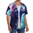 thumbnail image 2 of KLL Starry Multicolored Wolf Print Men's Shirt Short Sleeve Button Down Summer Cuba Beach Shirts- Medium, 2 of 5