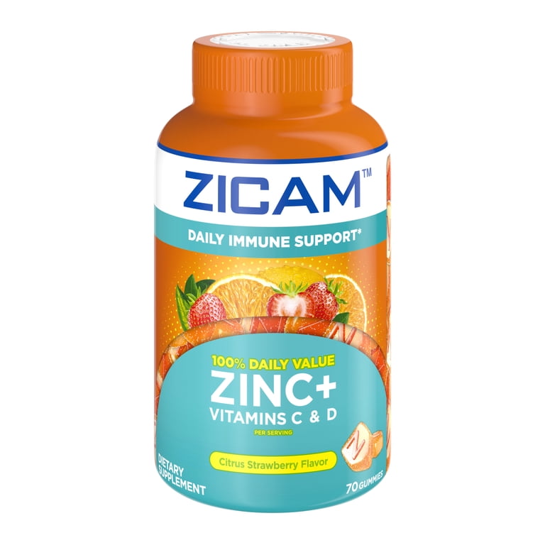 Zicam, Daily Immune Support Gummies, 70 Count, with Zinc Vitamin
