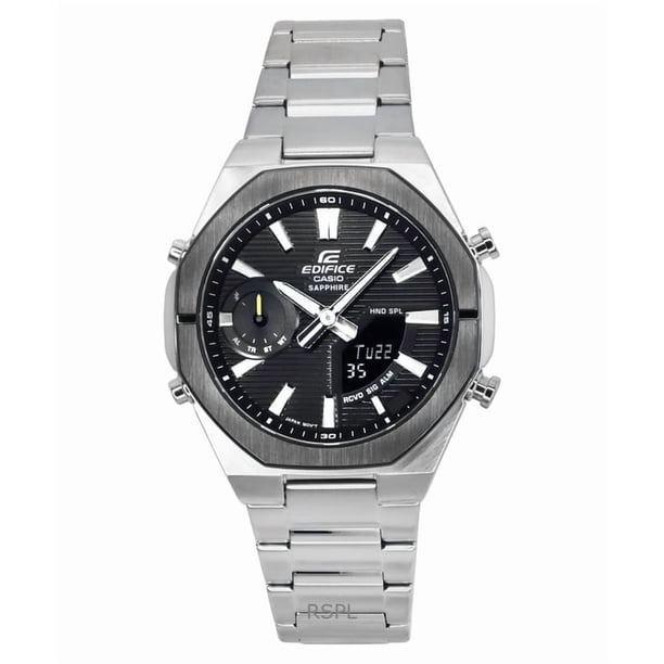 Casio Reloj Edifice Analógico-digital para Hombre, con Enlace para Smartphone, Acero Inoxidable, Esfera Negra, Cuarzo, ECB-S10DB-1A, 100 M