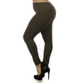thumbnail image 4 of K-Cliffs Women's Plus One Size Solid Color Seamless Fleece Lined Legging, Army Green, 4 of 5