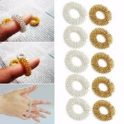 MMJ Acupressure Finger Massage Rings 10 Pcs Stainless Steel Gold Silver Acupuncture Body Stress Relief Relaxation Tool