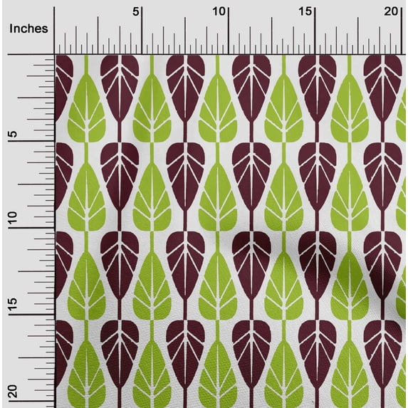 oneOone Polyester Lycra Maroon Fabric Leaves Block Dress Material Fabric Print Fabric By The Yard 56 Inch Wide