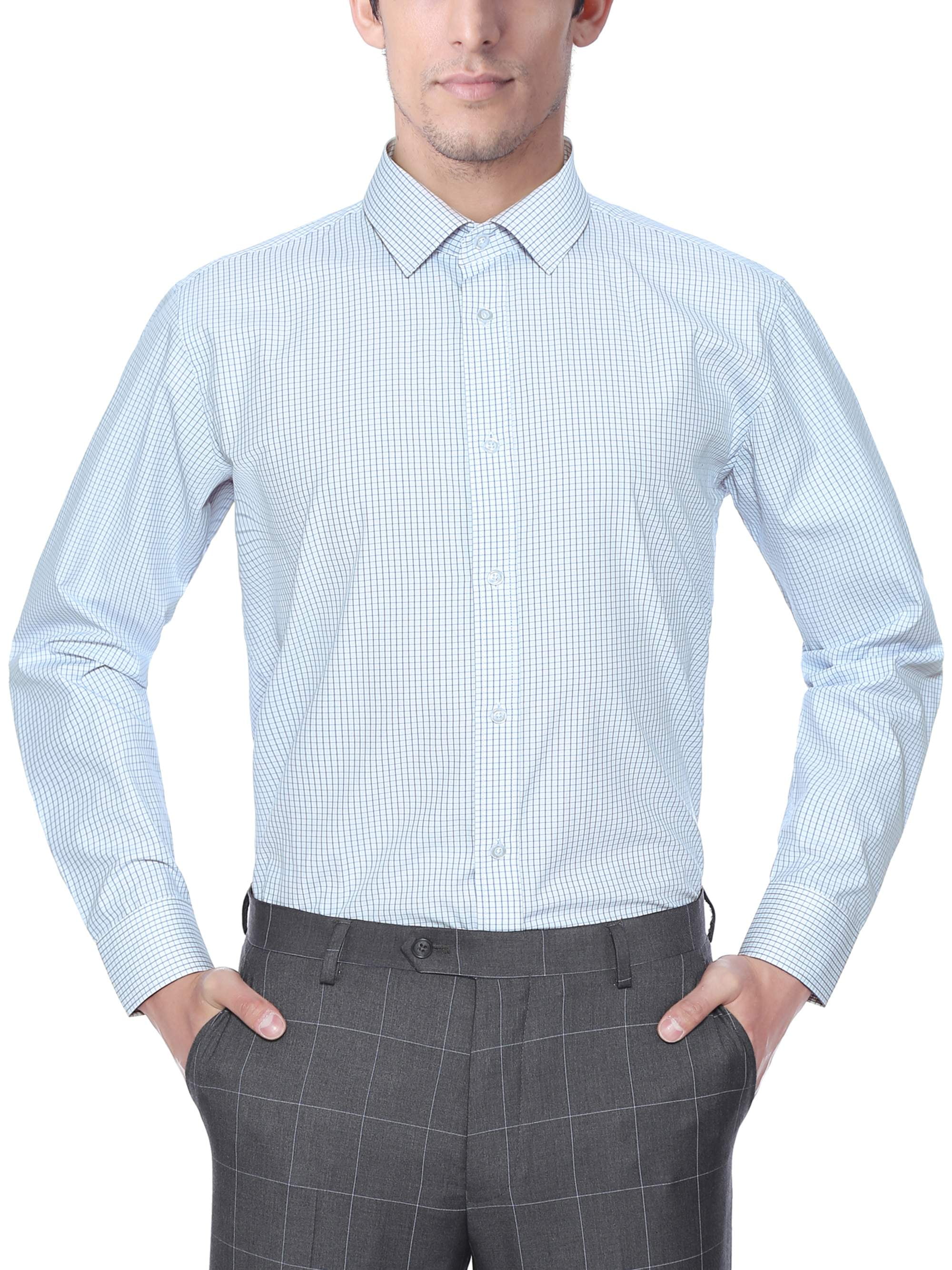 Verno Big Men's Fashion Classic Fit Plaid Long Sleeve Dress Shirt