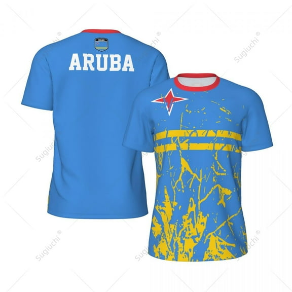 Exclusive design Aruba Flag Grain 3D Printed Men For Running Bike Soccer Tennis Fitness Sports jersey Mesh Fans Short T-shirt