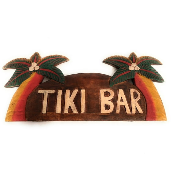 Tiki Bar Sign w/ Palm Trees 14" - Island Style | #bag1501940
