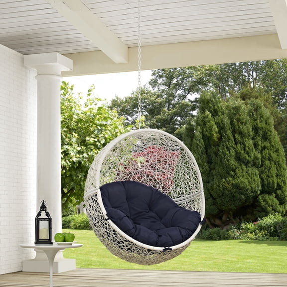 Modway Hide Outdoor Patio Swing Chair Without Stand in White Navy