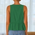 thumbnail image 5 of Women's Summer Sleeveless Tank Tops Crewneck Tie Front Linen Shirts Loose Fit Flowy Ruffle Peplum Tunic Blouses, 5 of 7