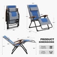 thumbnail image 2 of PURPLE LEAF Extra Wide Outdoor Reclining Chair Patio Zero Gravity Chaise Lounge Folding Chair with Quilted Cushion Adjustable Headrest for Lawn Camping Beach Pool Grey and Navy Blue, 2 of 9