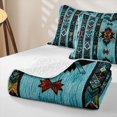 thumbnail image 4 of Erosebridal Bright Cyan Stripe Quilt King,Rustic Southwest Stars Geometric King Coverlet Set For Boys,3pcs, 4 of 7