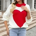 thumbnail image 6 of Lovskoo Sweaters for Women Trendy Comfortable Printing Long Sleeve Round Neck Sweater Top Red, 6 of 8