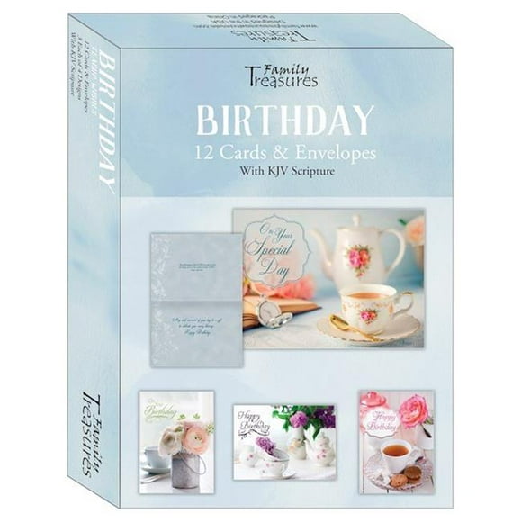 Family Treasures Wholesale 256560 Teacup Wishes Birthday Boxed Card, Box of 12