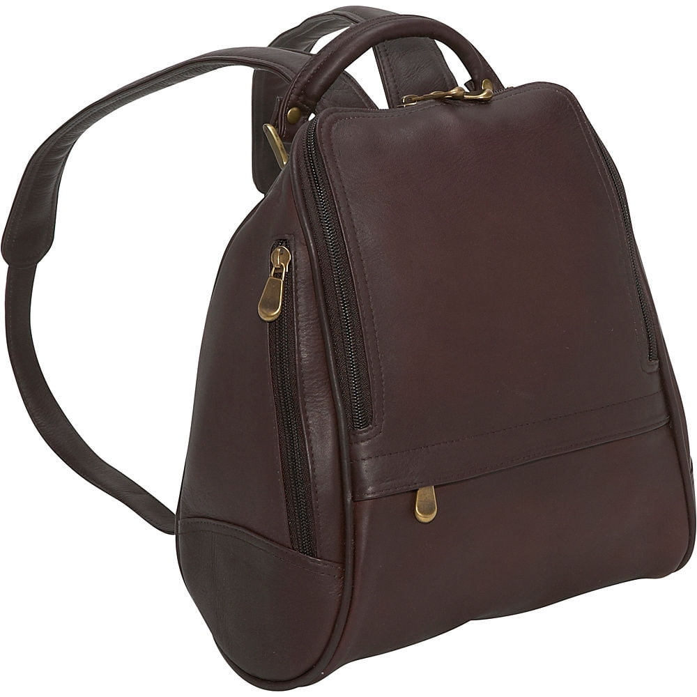 Le Donne dark chocolate Leather U-Zip Mini Backpack Le Donne Leather Collection U Zip Mini Backpack/Purse | eBay main image 4
