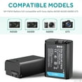 thumbnail image 5 of Replacement 2 Pack NP-FW50 Camera Battery Charger Kit with USB Cord for  Alpha A3000 A5000 A5100 A6000 A6500 A6300 A6400 A55 A7 A7II A7R A7RII A7S A7SII NEX-3 NEX-5 NEX-6 NEX-7 NEX-C3 NEX-F3, 5 of 7