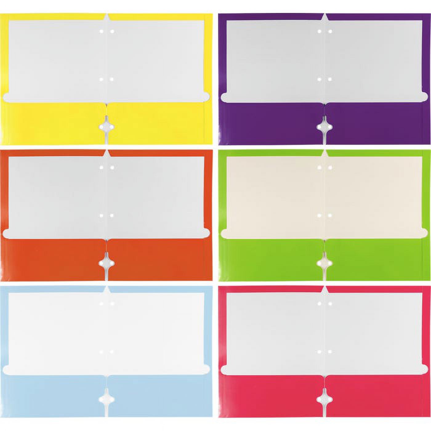 JAM Paper Hole Punch Glossy Pocket Folders, Assorted Fashion, Multicolor, 6 per Pack