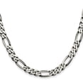 thumbnail image 2 of Auriga Fine Jewelry 925 Sterling Silver Antiqued 6.5 mm Figaro Chain Necklace for Men 26", 2 of 6
