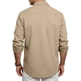 thumbnail image 4 of Clossjun Mens Long Sleeve Button Down Shirts Casual Collared Untucked Shirt Pocket Summer Lightweight T Shirts, 4 of 6