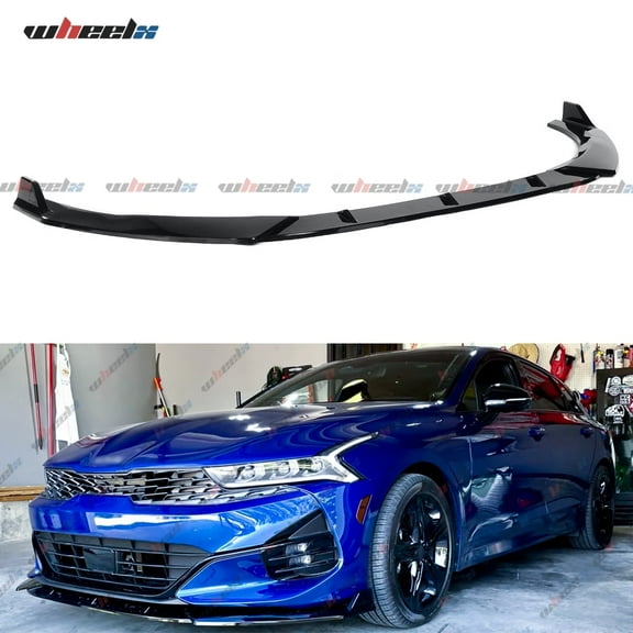 WheelX 3Pcs Front Bumper Lip Compatible with 2021-2025 Kia K5 (Glossy Black), Air Dam Fits for EX LX LXS GT-Line, Lower Chin Splitter Spoiler Protection Body Kit